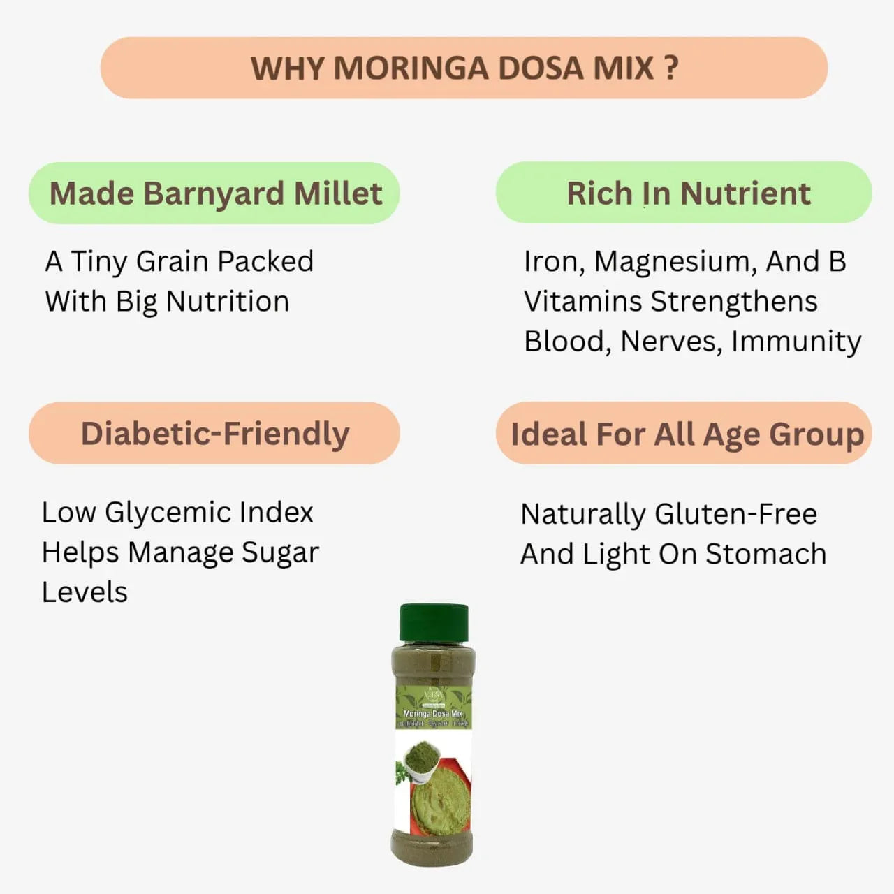 Veena Moringa Dosa Mix Powder - 100g (Pack of 2) - Orgoshops