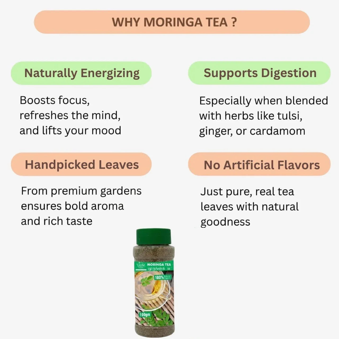 Veena Moringa Tea - 100 g ( Pack of 2 ) - Orgoshops