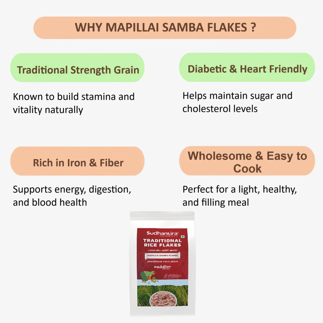 Sudhantira Mappillai Samba Flakes - 500g - Orgoshops