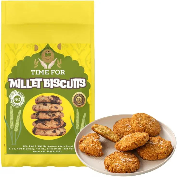 Kalpavirutcham Time For Millet Biscuits – Healthy Snack Made with Millets | Crunchy Cookies with Natural Ingredients - 100g Kodo Millet Cookies - Orgoshops