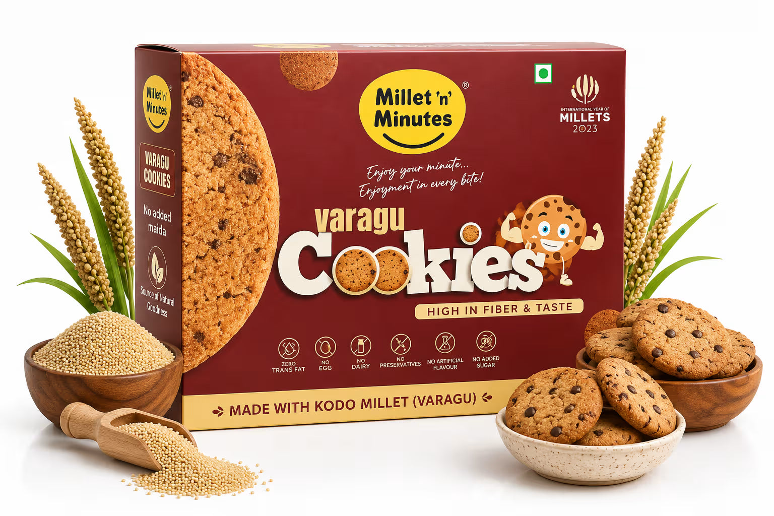 Millet 'n' Minutes Kodo Millet / Varagu Cookies - 50 g (Pack of 3)