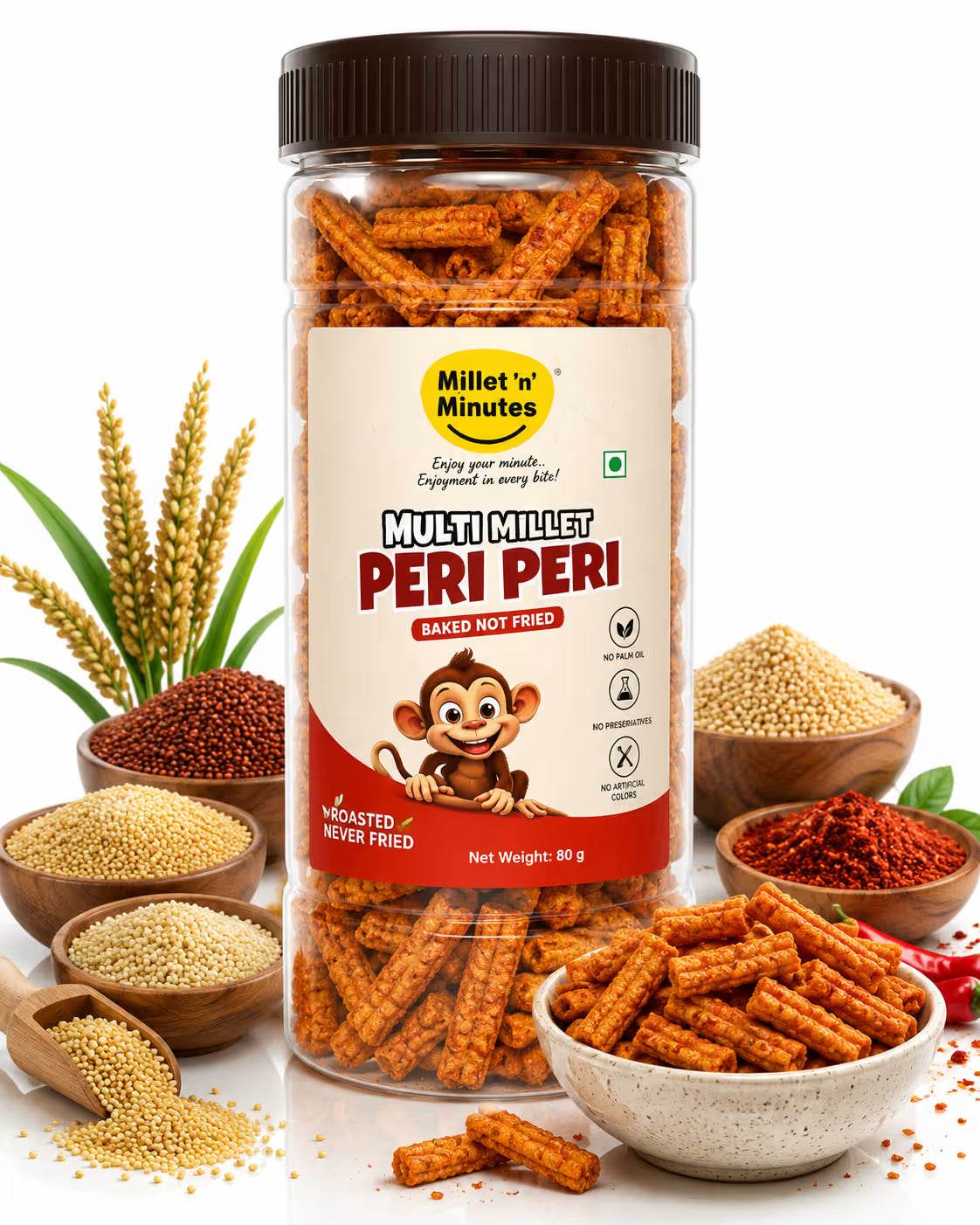 Millet 'n' Minutes Multi - Millet Peri Peri - 80 g (Pack of 2)
