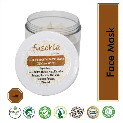 Fuschia Fuller's Earth Face Mask - Multani Mitti - 100g - Orgoshops