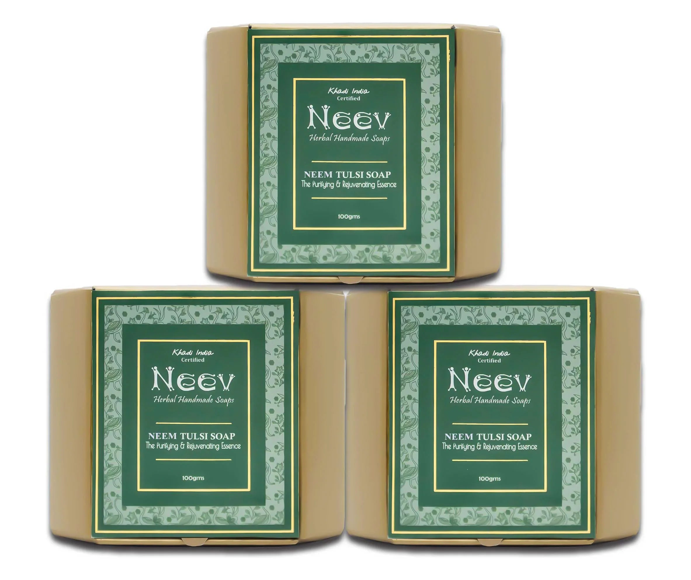 Neem Tulsi Handmade Soap - 100g ( Set Of 3 ) - Orgoshops