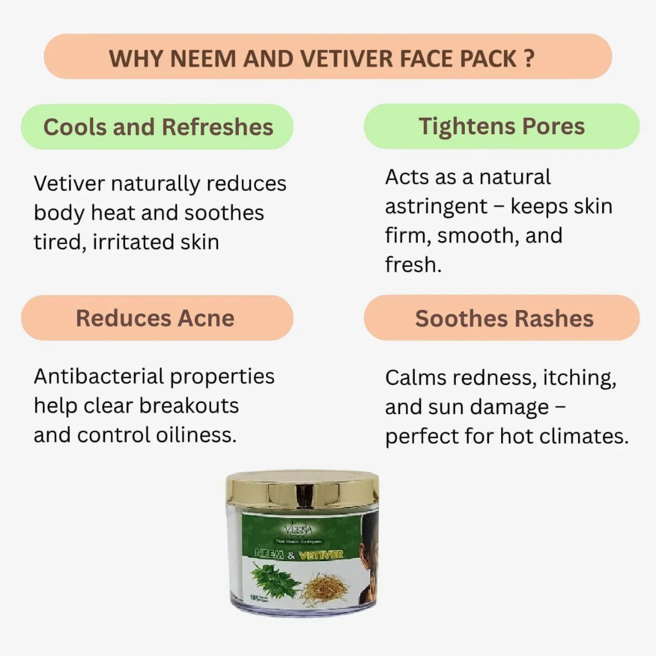 Veena Neem and Vetvier Face Pack - 40g ( Pack of 2 ) - Orgoshops