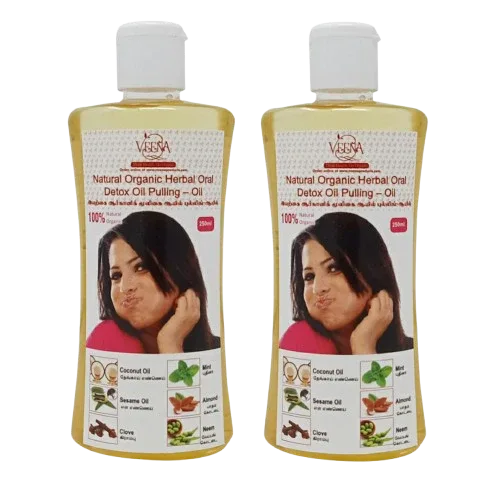 Veena Natural Organic Herbal Oral Detox Oil Pulling ( Oil ) - 250ml ( Pack of 2 ) - Orgoshops