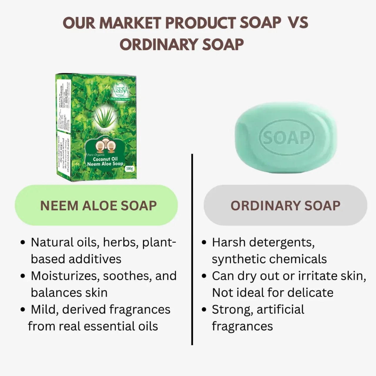 Veena Neem Aloe Soap - 100 g ( Pack of 4 ) - Orgoshops