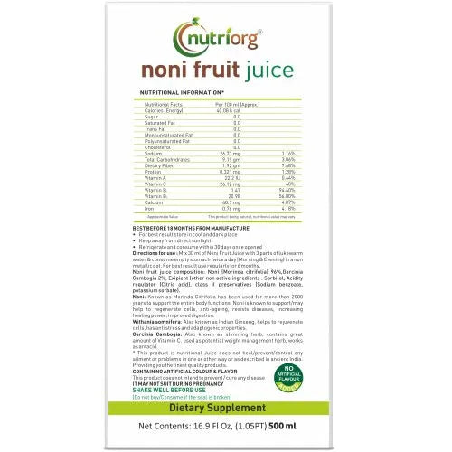 Nutriorg Noni Juice - 500ml - Orgoshops