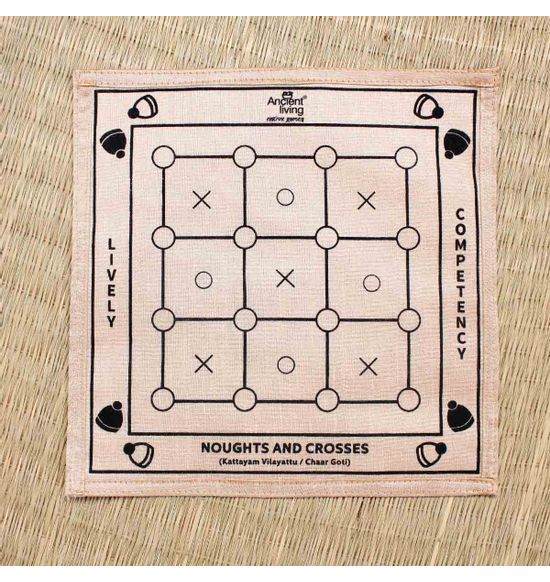 Noughts and Crosses Board Game in Raw Silk (Kattam Vilayattu)