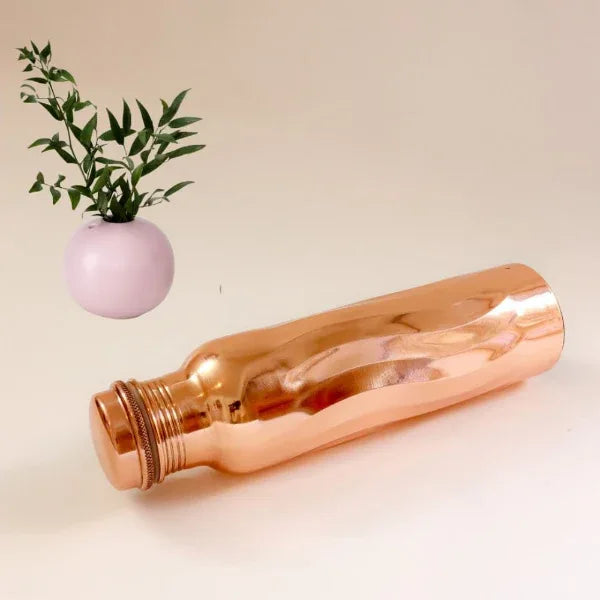 1L Copper Bottle (with Cleaning Brush) – Wavy - Orgoshops