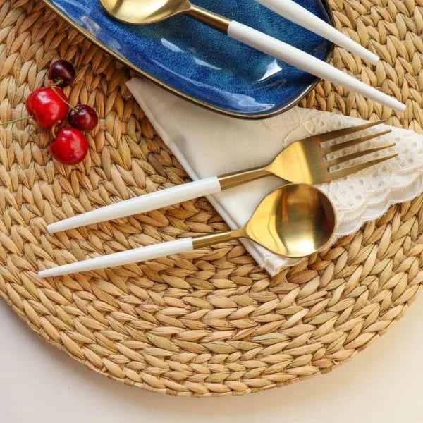 Onearth Designer Steel Cutlery Set (White) - Orgoshops