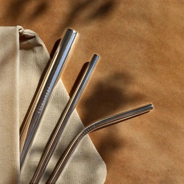 Onearth Stainless Steel Straws With Cleaner – Steel (1 ST+1 Bend) - Orgoshops