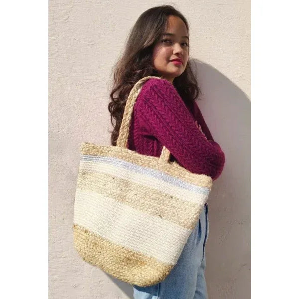 Onearth Beige Jute Tote Bag-700gm - Orgoshops