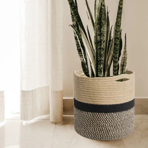 Onearth Black Jute Rope Baskets / Planters - Orgoshops