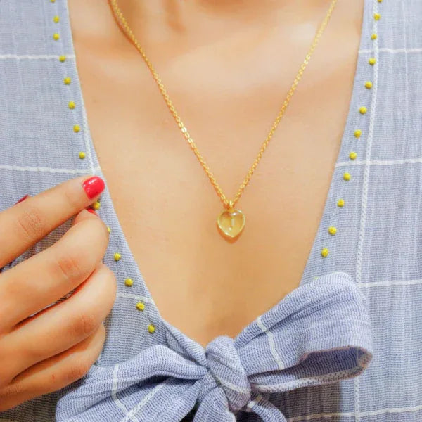 Onearth Citrin Stone Pendant with Silver Chain - Orgoshops