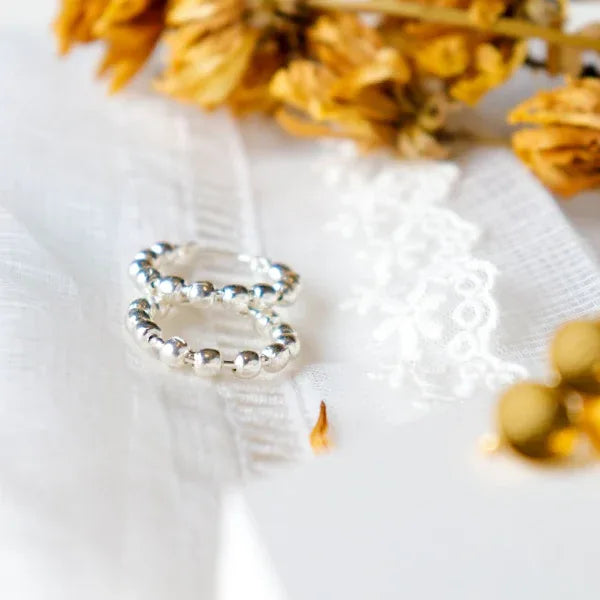 Onearth Dots- Silver Plated Brass Metal Earrings - Orgoshops