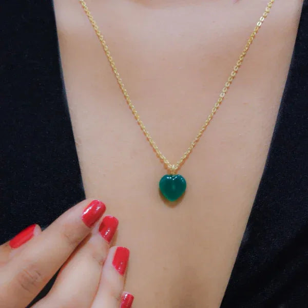 Onearth Green Jade Stone Pendant with Silver Chain - Orgoshops