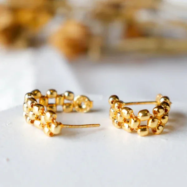Onearth Strips - Gold Plated Brass Metal Earrings - Orgoshops