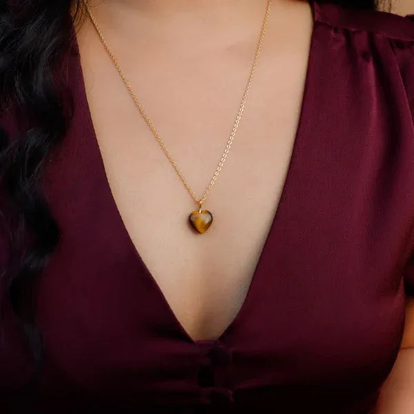 Onearth Tiger Eye Stone Pendant with Silver Chain - Orgoshops