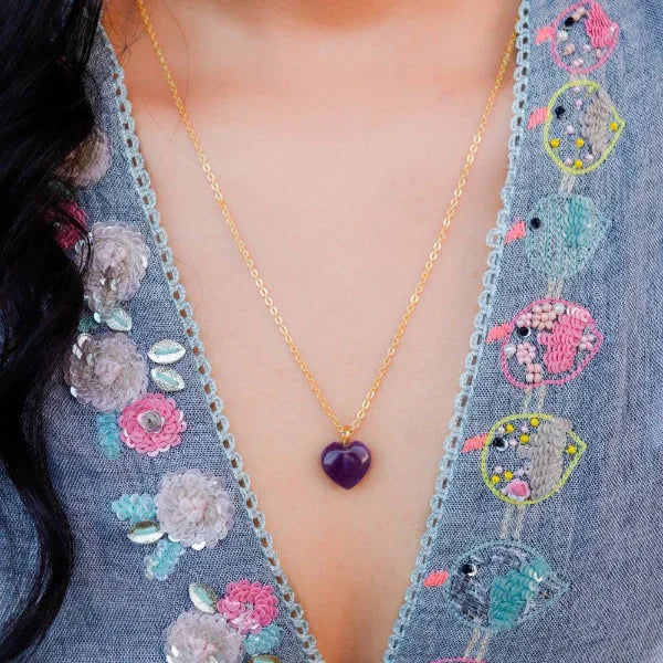 Onearth Amethyst Stone Pendant with Silver Chain - Orgoshops