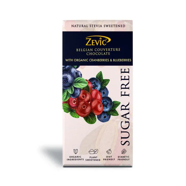 Belgian Couverture Chocolate with Organic Cranberries and Blueberries 90 g - Orgoshops