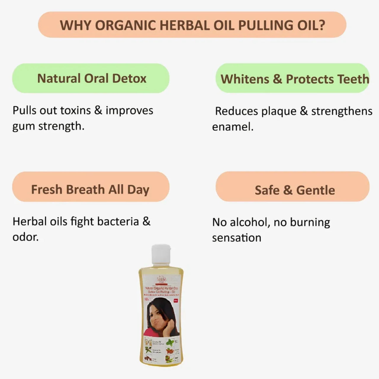 Veena Natural Organic Herbal Oral Detox Oil Pulling ( Oil ) - 250ml ( Pack of 2 ) - Orgoshops