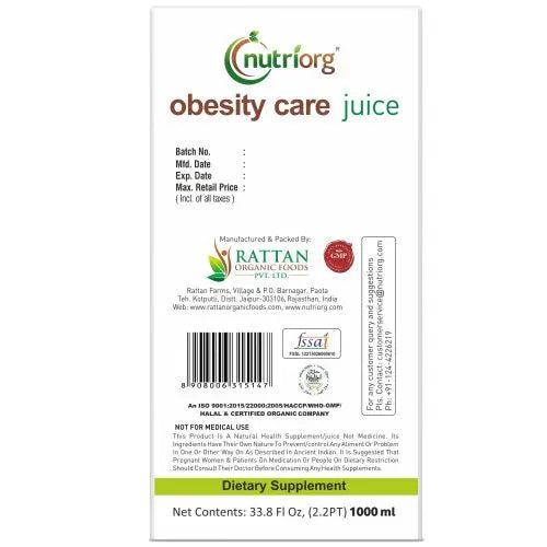 Nutriorg Obesity Care Juice - 1000ml - Orgoshops