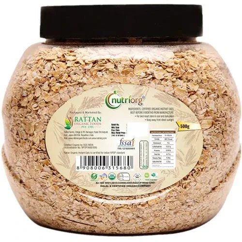 Nutriorg Certified Organic Instant Oats - 500g - Orgoshops