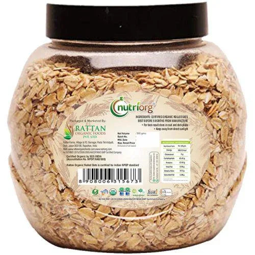 Nutriorg Certified Organic Rolled Oats - 500g - Orgoshops