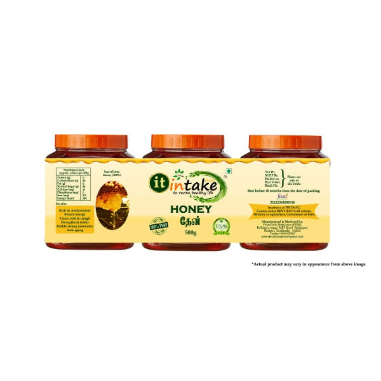 Intake 100% Natural Pure Honey / Honey - 500g - Orgoshops
