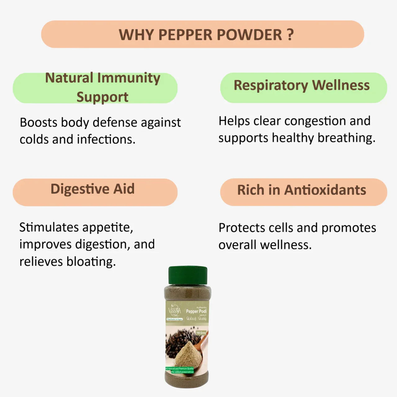 Veena Pepper Powder Podi - 100g ( Pack of 2 ) - Orgoshops