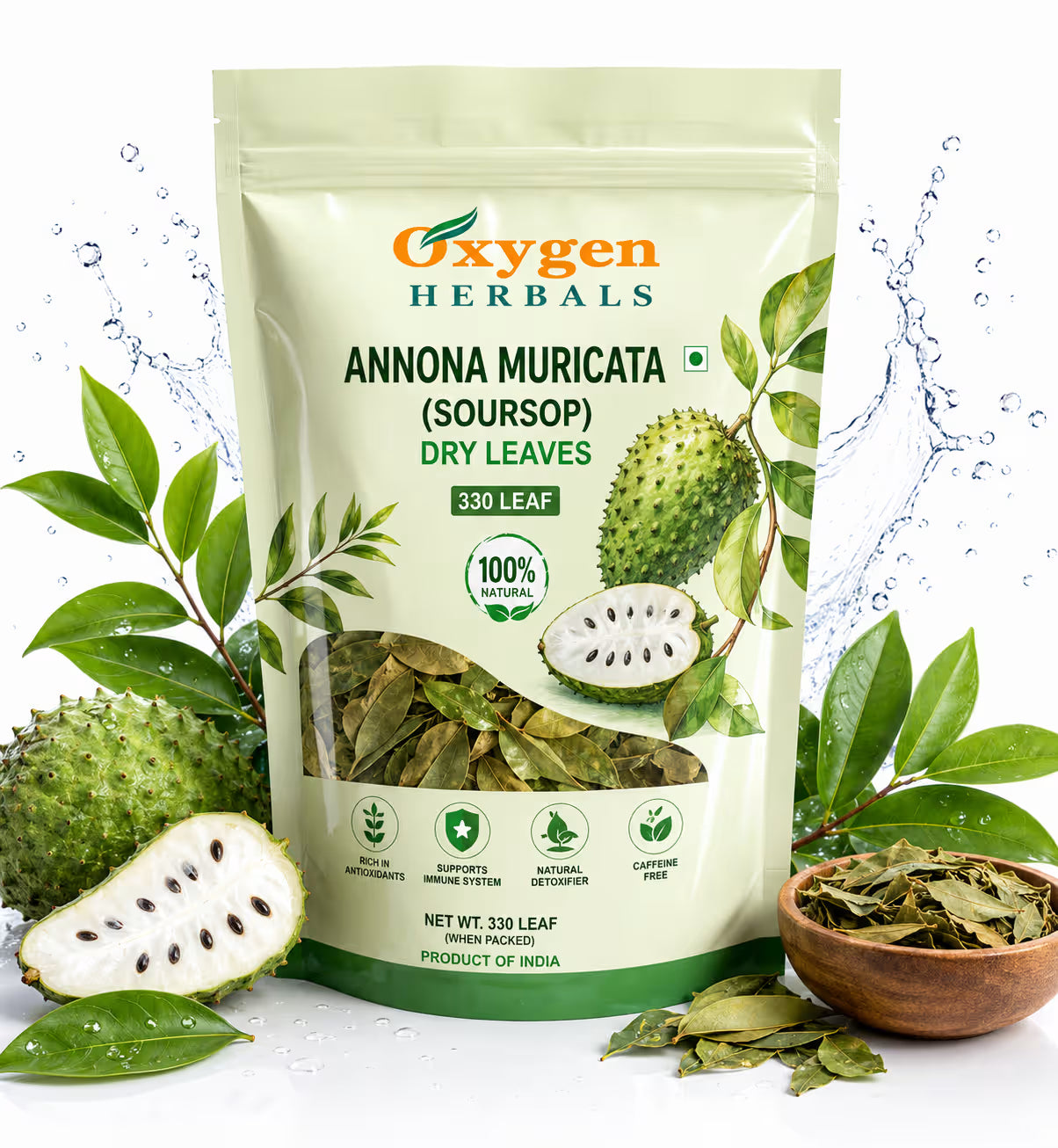 Oxygen Herbals Annona muricate / Soursop Dried Leaves - 330 Leaf