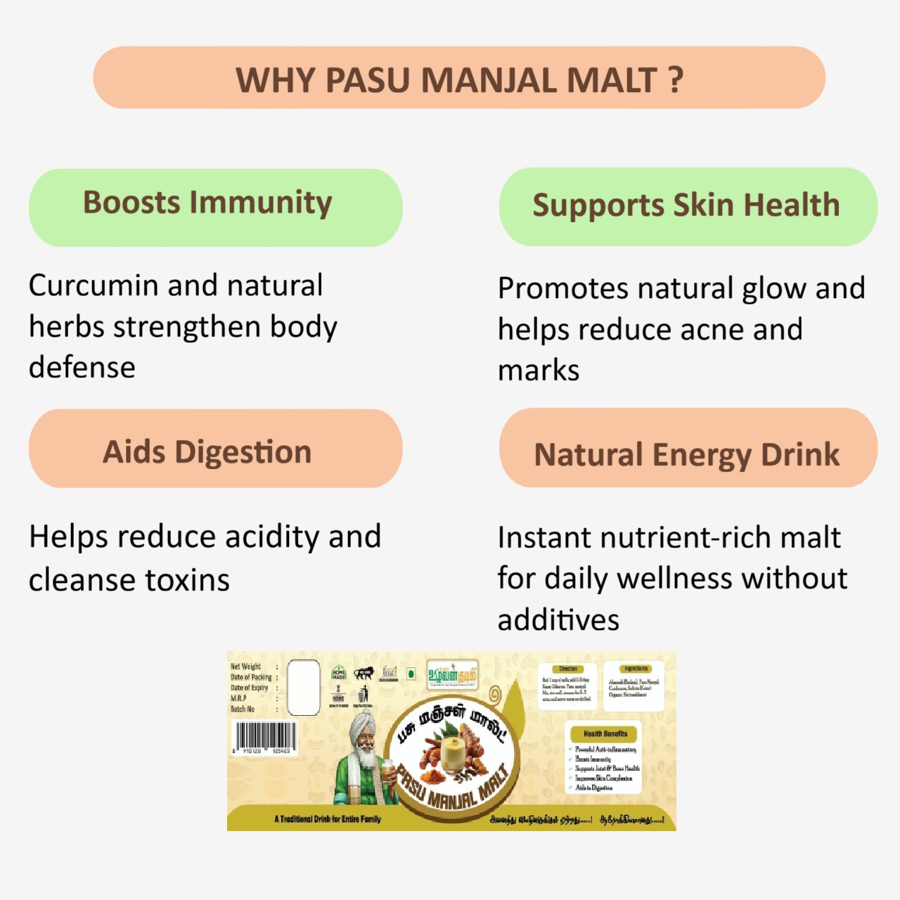 Karai Uzhavan Kudil Pasu Manjal Malt - 125g