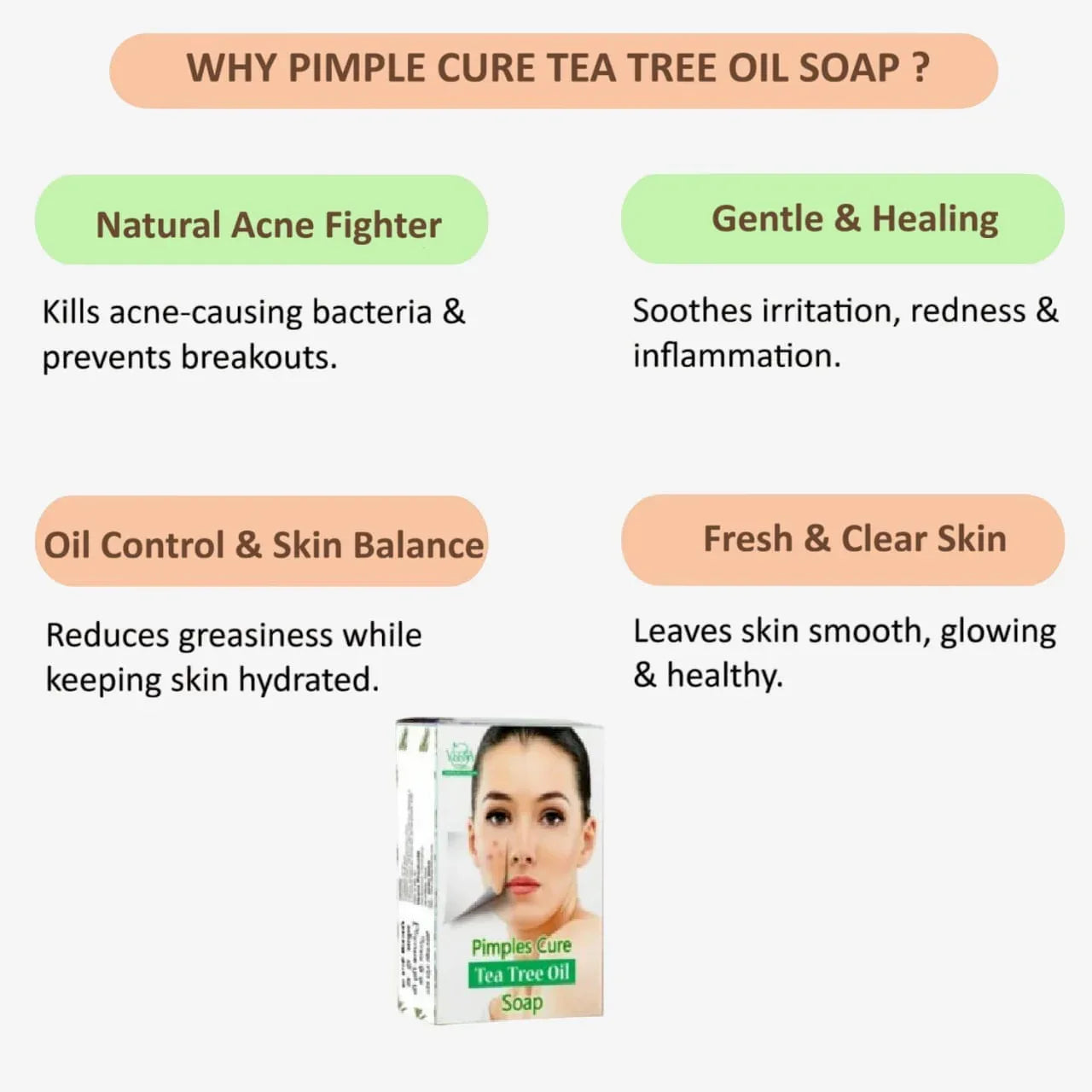 Veena Pimples Cure Tea Tree Oil Soap - 100g ( Pack of 2 ) - Orgoshops