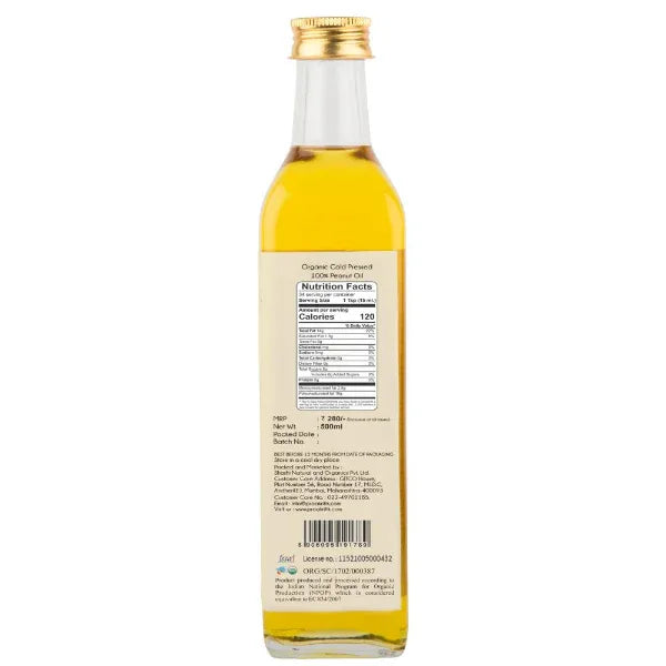 Praakritik Organic Cold Pressed Peanut Oil-500ml - Orgoshops