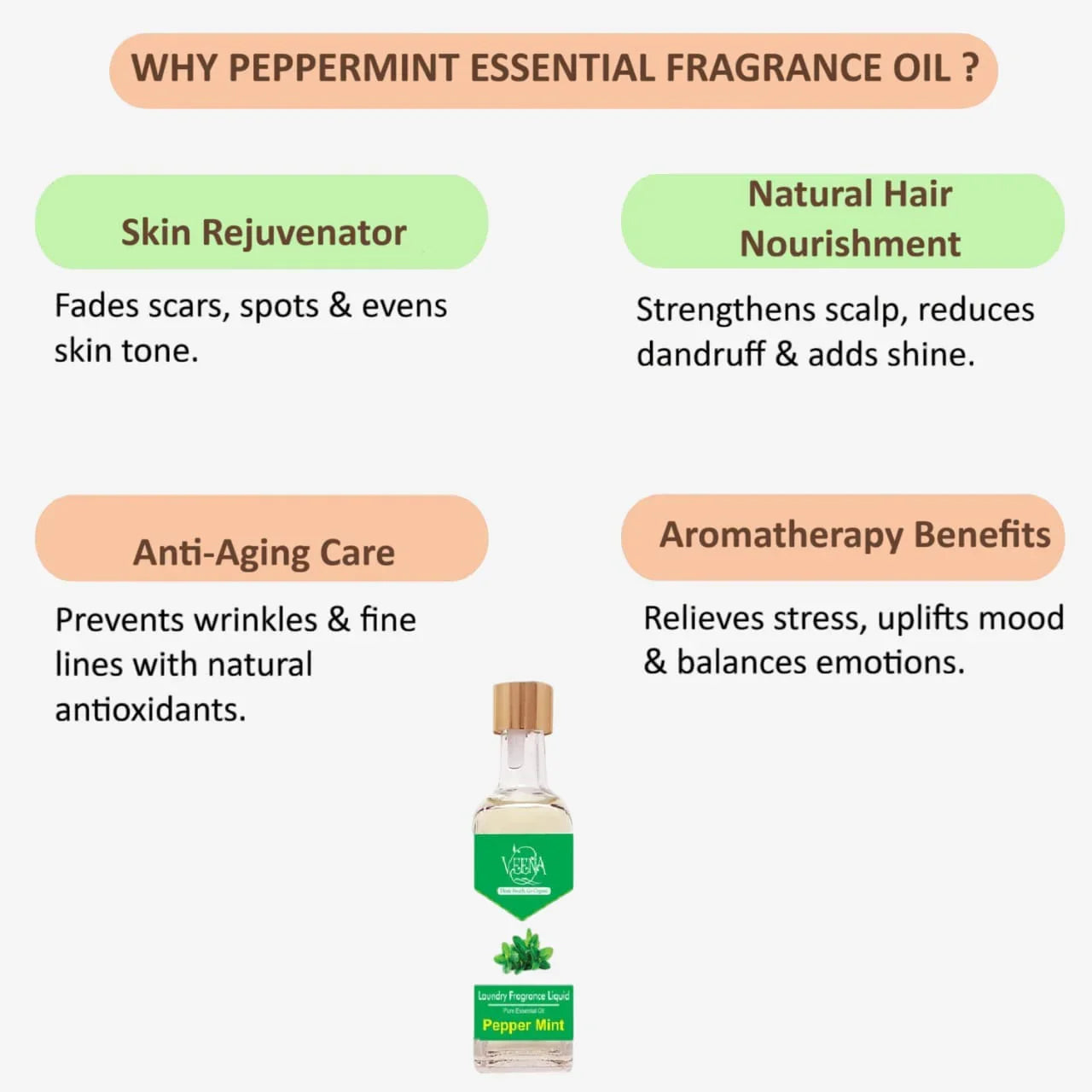 Veena Pepper Mint Essential and Fragrance Oil - 60Ml - Orgoshops