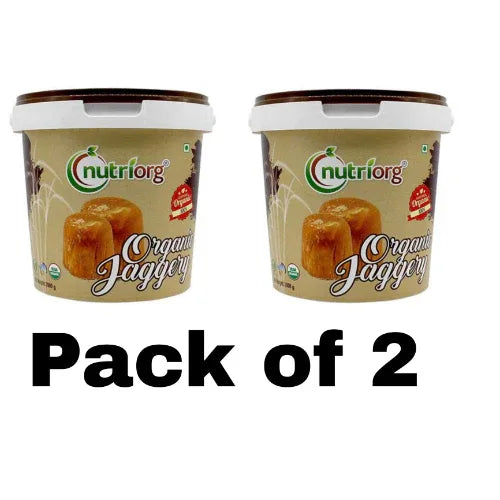 Nutriorg Certified Organic Raw Jaggery - 1000g ( Pack of 2) - Orgoshops