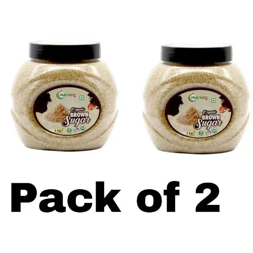 Nutriorgo Certified Organic Brown Sugar - 1kg ( Pack of 2 ) - Orgoshops