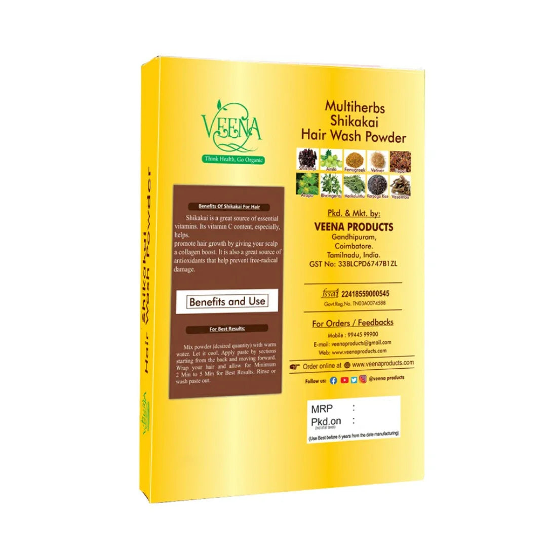 Veena Shikakai Powder Multi Herbs - 400g ( Pack of 2 ) - Orgoshops