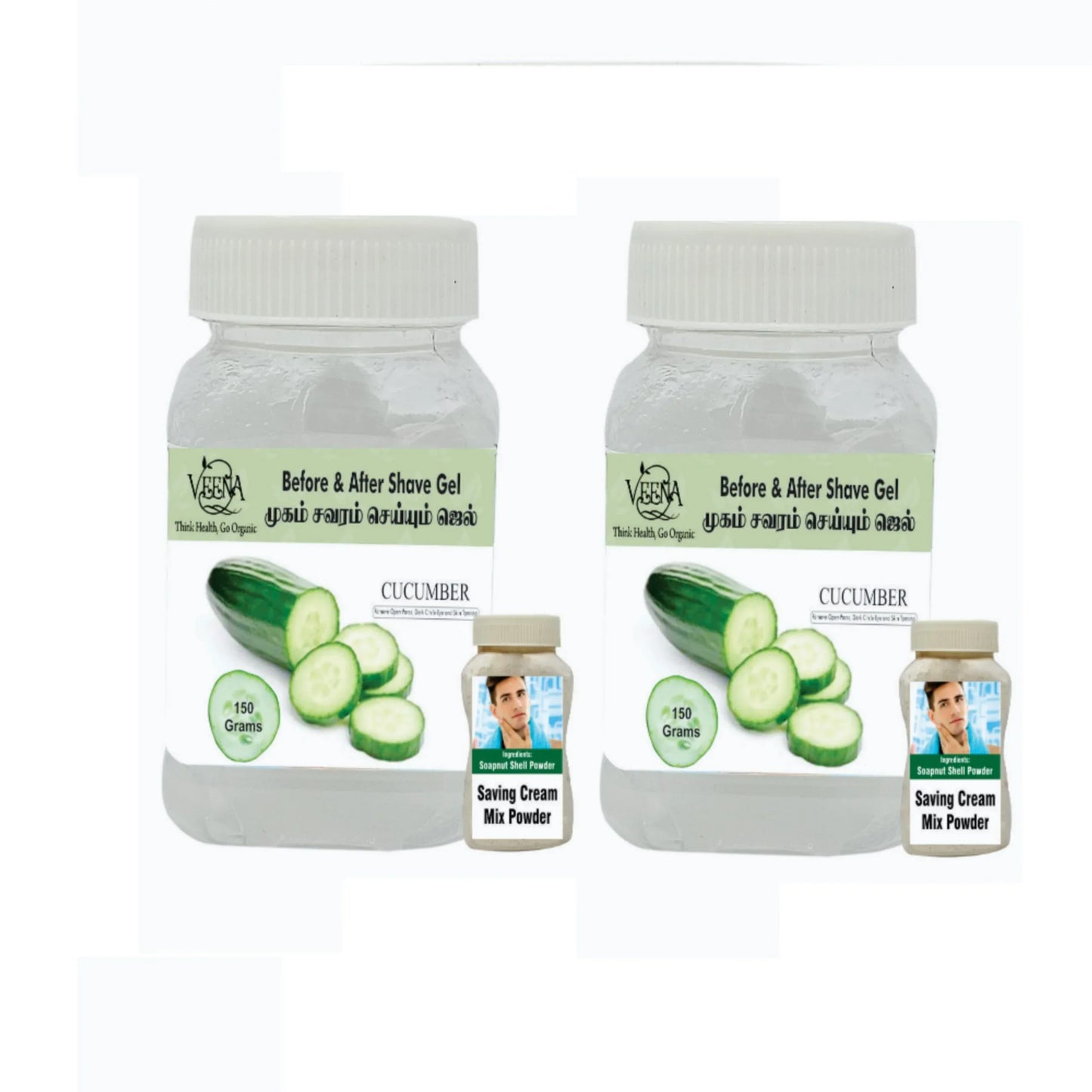 Veena : Products Before and After Shaving Gel ( Cucumer Gel with Free Soapnut Powder ) - 150g ( Pack Of 2 ) - Orgoshops