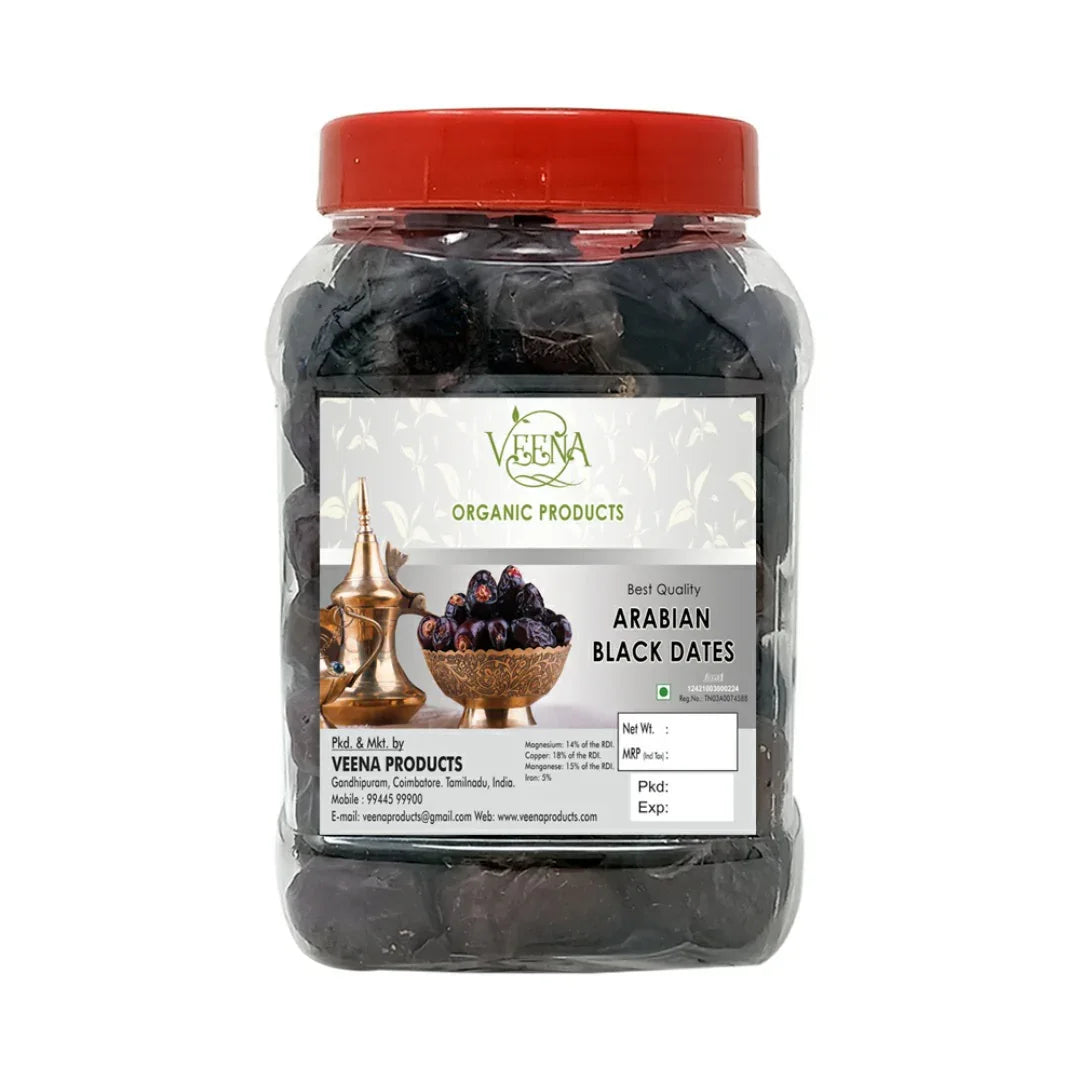Veena : Products Arabian Black Dates - 500 g - Orgoshops