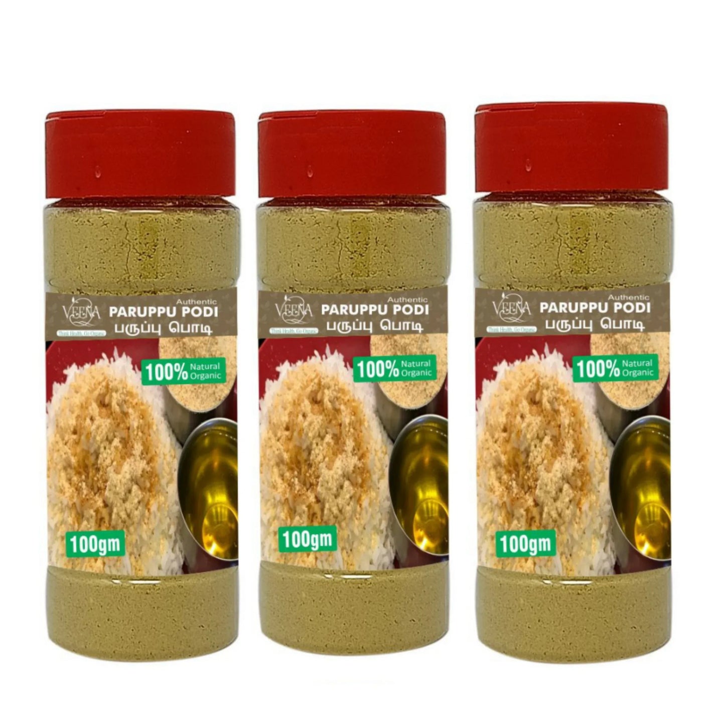 Veena : Products Authentic Parppu Podi - 100 g ( Pack of 3 ) - Orgoshops