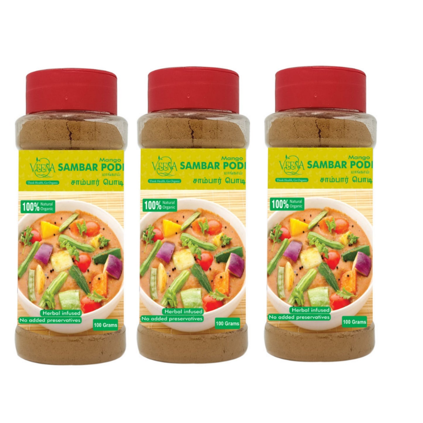 Veena : Products Mango Sambar Podi - 100 g ( Pack of 3 )