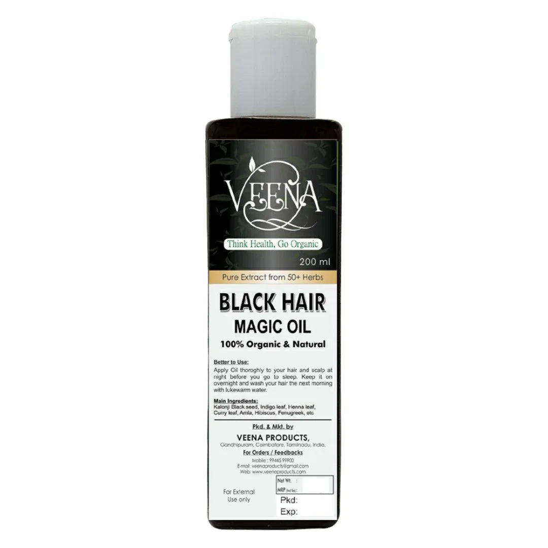 Veena Black Hair Magic for White Hair to Black -200ml - Orgoshops