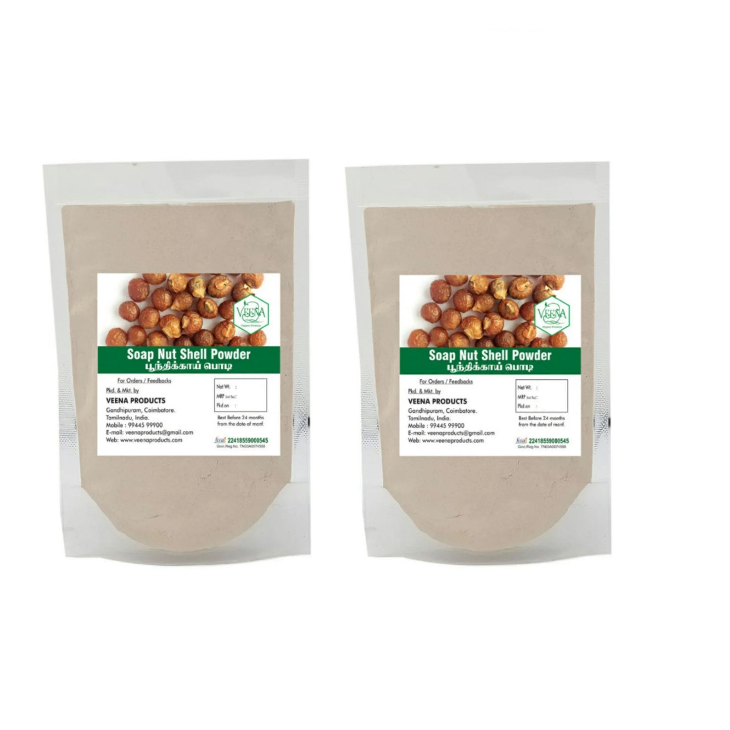 Veena : Products Soap Nut Shell Powder - 250g ( Pack of 2 ) - Orgoshops