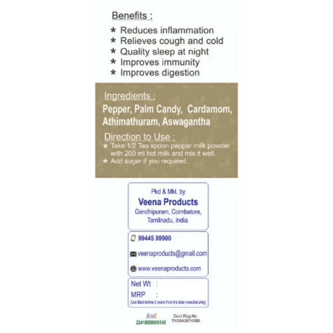 Veena : Products Palm Candy Pepper Milk Mix Powder - 75 g - Orgoshops