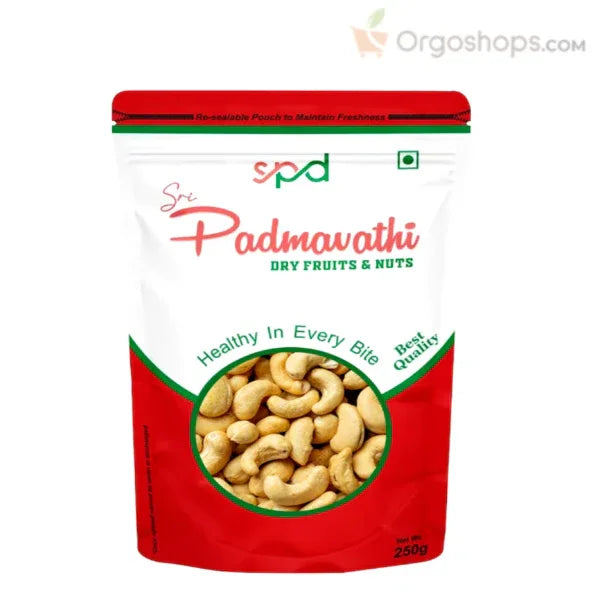 Natural Whole Cashews / Cashew / Whole Cashew Nuts - 250g (Sri Padmavathy Dry Fruits and Nuts) - Orgoshops