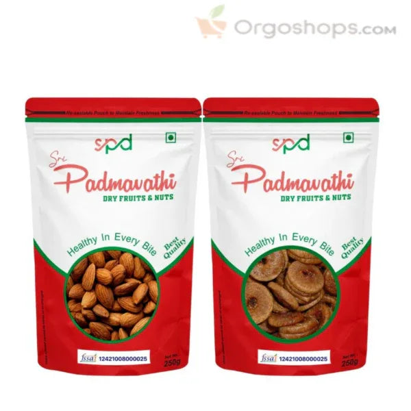 Almond / Fig / Almond and Fig Combo Pack - 250g (Sri Padmavathy Dry Fruits and Nuts) - Orgoshops