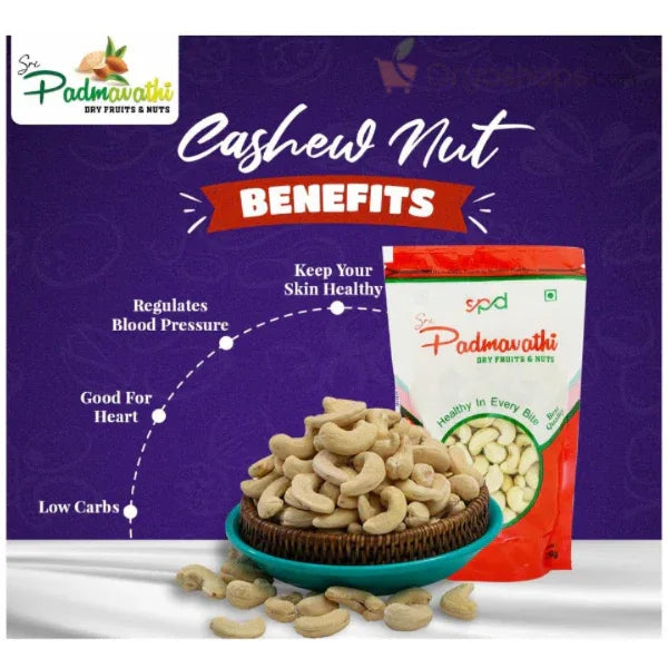 Natural Whole Cashews / Cashew / Whole Cashew Nuts - 250g (Sri Padmavathy Dry Fruits and Nuts) - Orgoshops