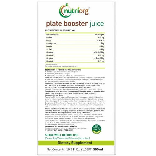 Nutriorg Plate booster Juice - 500ml - Orgoshops